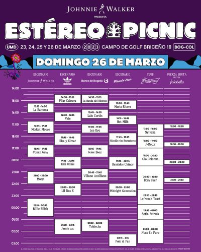 HORARIO DOMINGO FESTIVAL ESTÉREO PICNIC 2023