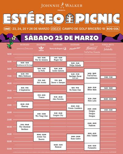 HORARIO SÁBADO FESTIVAL ESTÉREO PICNIC