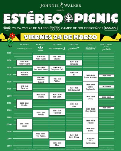 HORARIO VIERNES FESTIVAL ESTÉREO PICNIC 