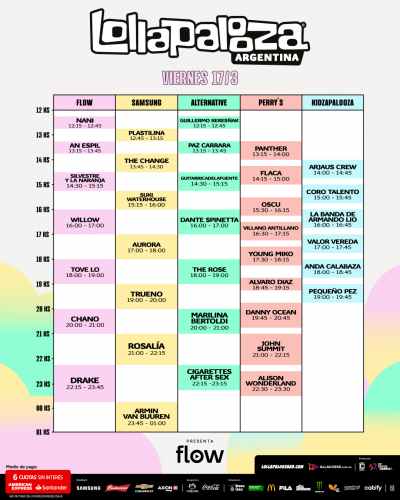 Horarios Lollapalooza Argentina Viernes